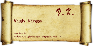 Vigh Kinga névjegykártya